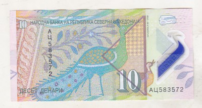 bnk bn Macedonia 10 dinari 2020 circulata , polimer foto