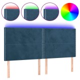 Cumpara ieftin Tablie de pat cu LED, albastru inchis, 160x5x118/128cm, catifea
