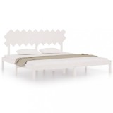 Cumpara ieftin Cadru de pat, alb, 200x200 cm, lemn masiv