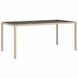 Cumpara ieftin Masa de gradina,bej,190x90x75cm sticla securizata si poliratan