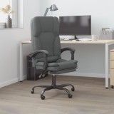 VidaXL Fotoliu de birou rabatabil cu masaj, gri &icirc;nchis, textil
