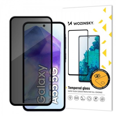 Folie de protectie Ecran Privacy WZK AntiSpy pentru Samsung Galaxy A55 5G A556, Sticla Securizata, Full Glue foto