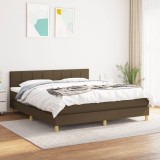 Cumpara ieftin Pat box spring cu saltea, maro &icirc;nchis, 160x200 cm, textil