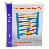 Cumpara ieftin Numaratoare educativa din lemn pentru copii, 10 randuri, 100 bile colorate, 30x24x5 cm