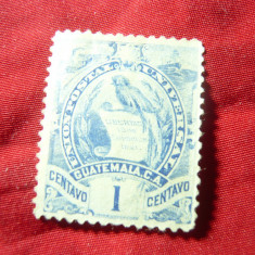 Timbru Guatemala 1886 , 1c Emblema , sarniera