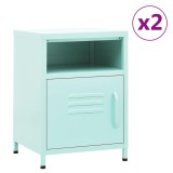 Cumpara ieftin Noptiere, 2 buc., verde menta, 35x35x51 cm, otel
