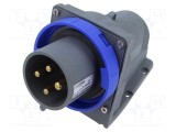 Conector alimentare AC trifazat AMPHENOL IP&amp;S 32A 250V IP67 4 pini soclu flanșă