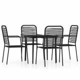 Cumpara ieftin Set de servit masa pentru gradina, 5 piese, negru