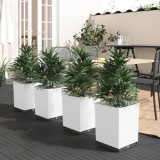 vidaXL Jardiniere, 4 buc., alb, 30x30x37 cm, polipropilenă