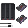 Set 2 acumulatori 2400mAh + incarcator triplu camere actiune Insta360 X4