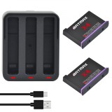 Set 2 acumulatori 2400mAh + incarcator triplu camere actiune Insta360 ONE X4