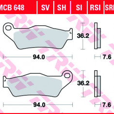 Set placute frana TRW MCB648SRM - Gilera Nexus 500cc - MBK Skyliner 125-180cc - Piaggio X9 500 - Yamaha Majesty 125-180cc