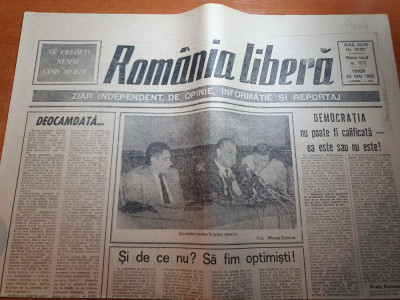 ziarul romania libera 25 mai 1990-art. &amp;quot; si de ce nu ? sa fim optimisti ! &amp;quot; foto