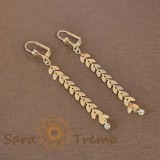 Cumpara ieftin Cercei Placati cu Model Frunze de Laur si Cristal Zirconia - 7 cm