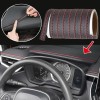 Banda decorativa pentru interiorul vehiculului, lungime 2m, din piele ecologica, culoare Neagra + cusatura Rosie, AVEX