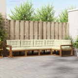 vidaXL Set de canapele de exterior cu pernă 5 pcs Natural și Crem 3367583