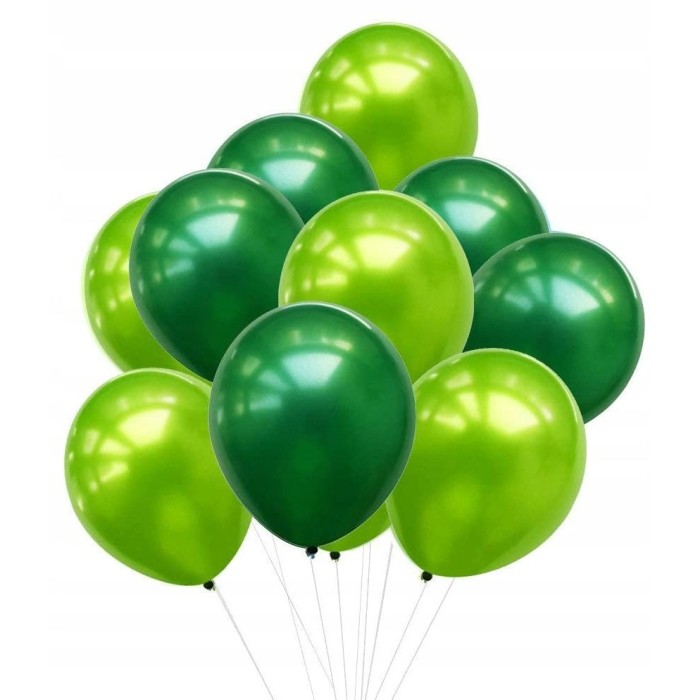 Set 10 baloane din latex chrome, flippy, model party, 23 cm, diferite nuante verde, 2.2 g