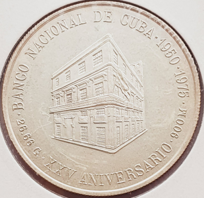 182 Cuba 10 Pesos 1975 National Bank km 37 argint