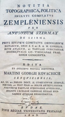 F63-I-Carte rara 1803-Comitatul maghiar Zempleniensis- Antonium Szirmay. foto