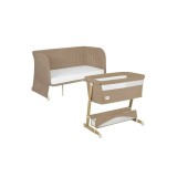 Patut co-sleeper 5 in 1 Lionelo Thomi Plus, Beige Carmel, 2 saltele T25, reglabil, 0-4 ani