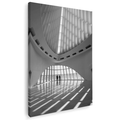 Tablou canvas arhitectura moderna interior in nuante alb negru gri 1039 Tablou canvas pe panza CU RAMA 60x80 cm foto