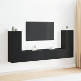 VidaXL set cabinet TV 4 piese montat pe perete din lemn prelucrat din stejar negru