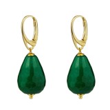 Cumpara ieftin Cercei Argint 925 placat aur cu Agat Verde Smarald, Goccia 4cm, Bijuterii Made in Italy