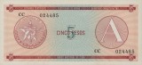 CUBA █ bancnota █ 5 Pesos █ 1985 █ P-FX3 █ Serie A █ UNC █ necirculata