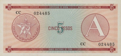 CUBA █ bancnota █ 5 Pesos █ 1985 █ P-FX3 █ Serie A █ UNC █ necirculata foto