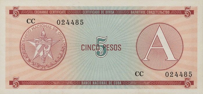 CUBA █ bancnota █ 5 Pesos █ 1985 █ P-FX3 █ Serie A █ UNC █ necirculata