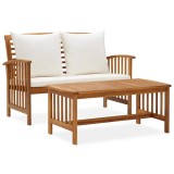 vidaXL Set mobilier de grădină cu perne, 2 piese, lemn masiv de acacia