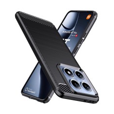 Husa carbon pentru xiaomi 14t, tech protects anti-soc, black foto