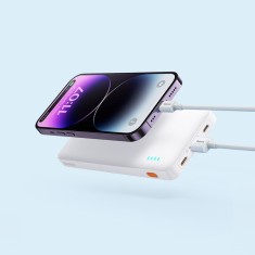 POWER BANK Baseus Airpow, 10000mAh, 20W, 1 x USB; 1 x USB Type-C input/output, total 3A, include cablu USB la USB Type-C de 30cm, alb, &quot;PPQD090002&quot; (t