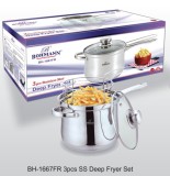 Cumpara ieftin Oala friteuza din inox de 18x15cm, 3.4L, capac sticla, inductie, Bohmann