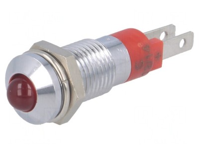 Lampă de control LED roșie 12-14V DC 8.2mm IP40 Metal foto