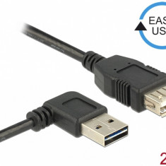 Cablu prelungitor EASY-USB 2.0 T-M unghi stanga/dreapta 2m, Delock 83552