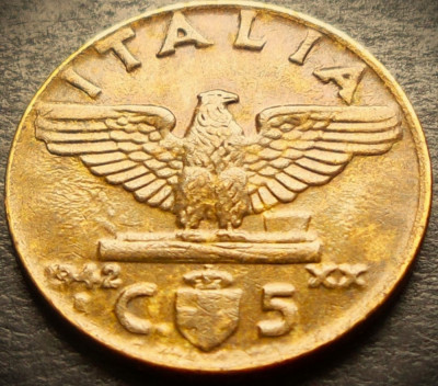 Moneda istorica 5 CENTESIMI - ITALIA, anul 1942 * cod 4087 foto