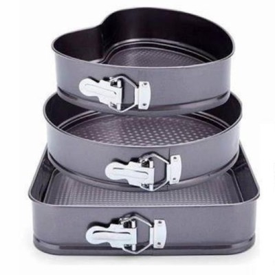 Set 3 tavi metalice Pufo Cake pentru copt prajituri, cu baza detasabila si forme diferite foto