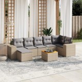 vidaXL Set canapele de grădină, 8 piese, cu perne, bej, poliratan 3225555