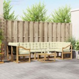 vidaXL Set Canapele Exterior Alb Crem 8 Piese Lemn Acacia Textilene Confort Gradina