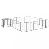 VidaXL Padoc pentru c&acirc;ini, negru, 20,57 m&sup2;, oțel