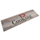 Covor de bucatarie lavabil Cooking, gri, 45x150 cm, catifea GartenMobel Dekor, vidaXL