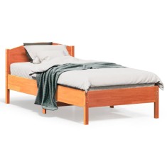 vidaXL Cadru pat fără saltea, maro ceruit, 75x190 cm, lemn masiv pin 842629