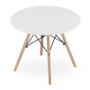 Masa Cafea Artool Rotunda, Stil Scandinav, 60x50 cm, MDF + Lemn, Alb