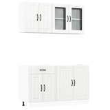 Cumpara ieftin Set dulap de bucatarie 4 piese &bdquo;Lucca&rdquo; alb lucios Lemn