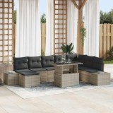 VidaXL Set de canapele pentru grădină 9 pcs Gri deschis Rattan poli