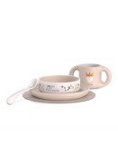 Suavinex Set masa diversificare Wonderland roz +6 luni - Farfurie, Bol, Cana, Lingurita