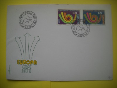 HOPCT PLIC FDC S NR 78 -LICHTENSTEIN -EUROPA CEPT 1973 foto