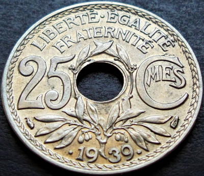 Moneda istorica 25 CENTIMES - FRANTA, anul 1939 *cod 1080 A = UNC foto