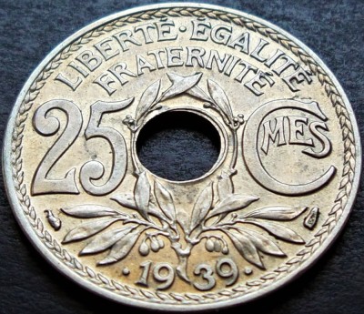 Moneda istorica 25 CENTIMES - FRANTA, anul 1939 *cod 1080 A = UNC foto
